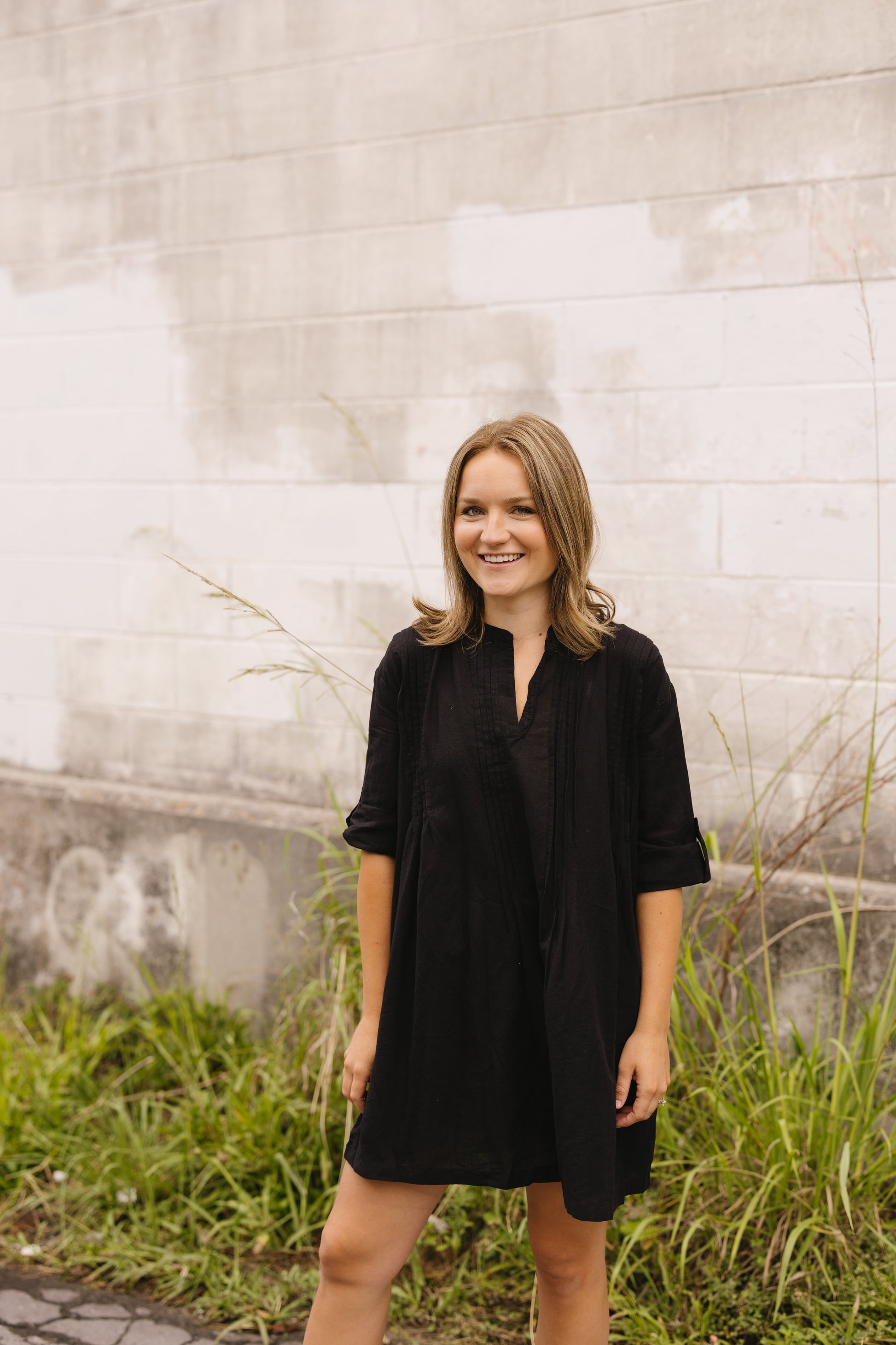 Bianca Cotton Tunic Dress- Black