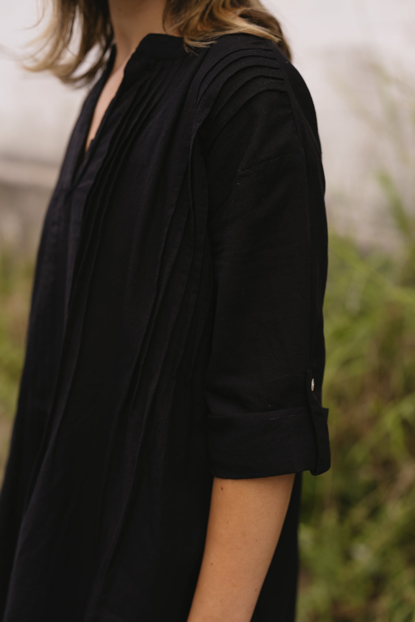 Bianca Cotton Tunic Dress- Black