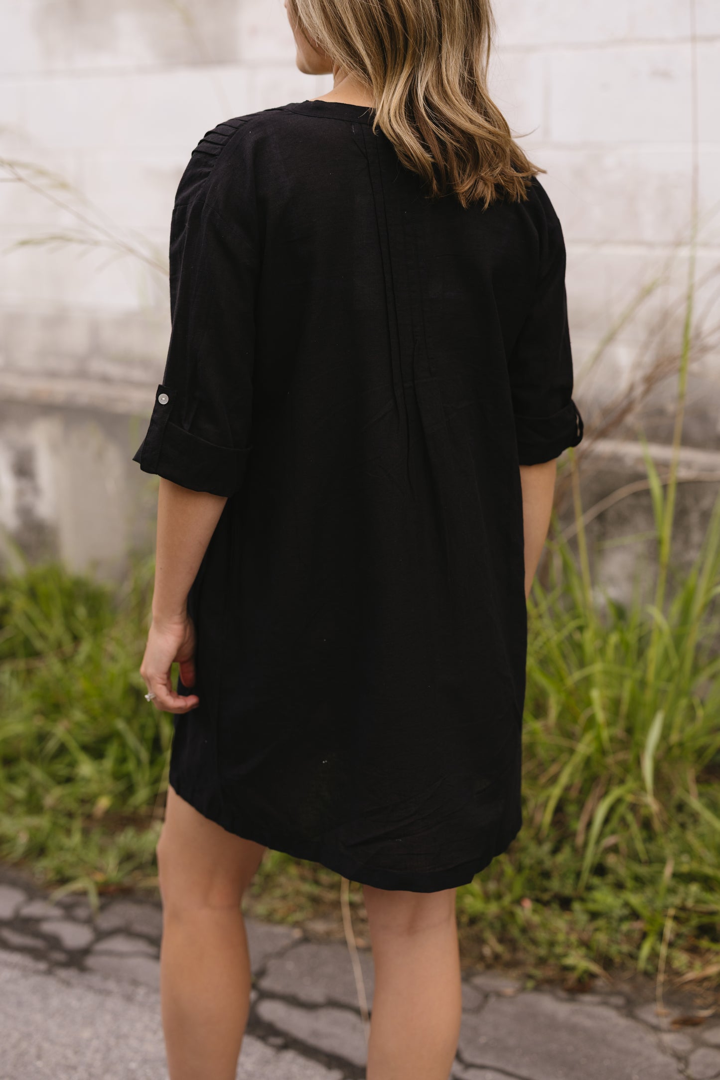 Bianca Cotton Tunic Dress- Black