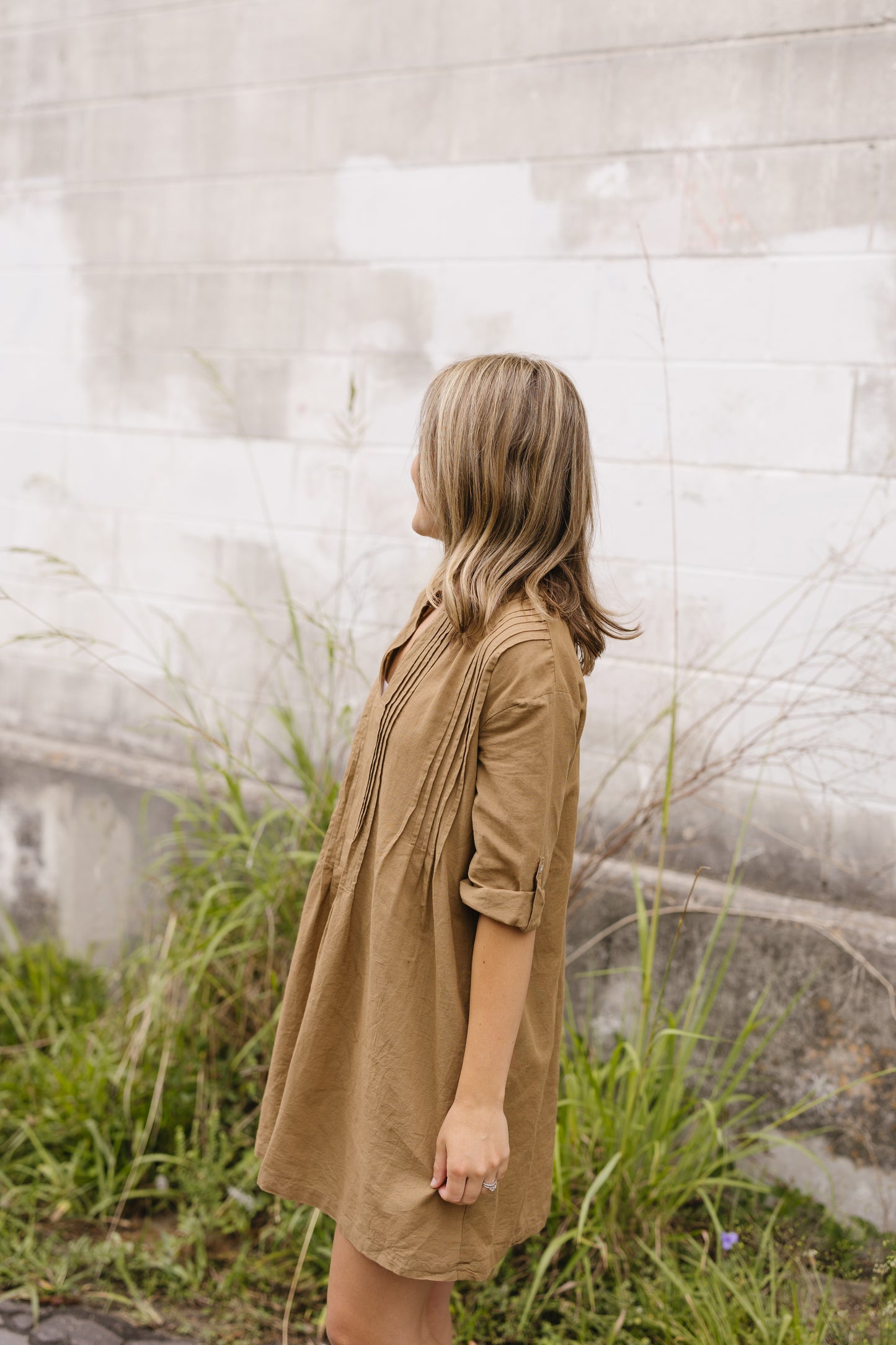Bianca Cotton Tunic Dress- Taupe
