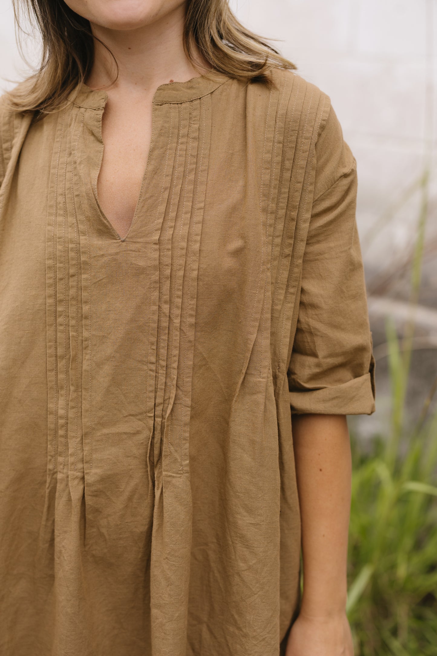 Bianca Cotton Tunic Dress- Taupe
