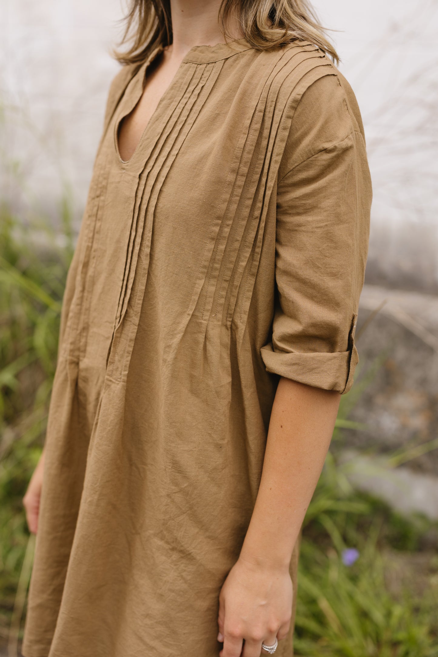 Bianca Cotton Tunic Dress- Taupe