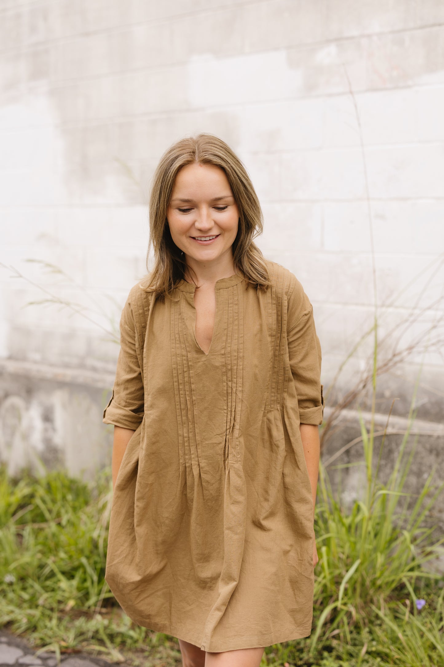 Bianca Cotton Tunic Dress- Taupe