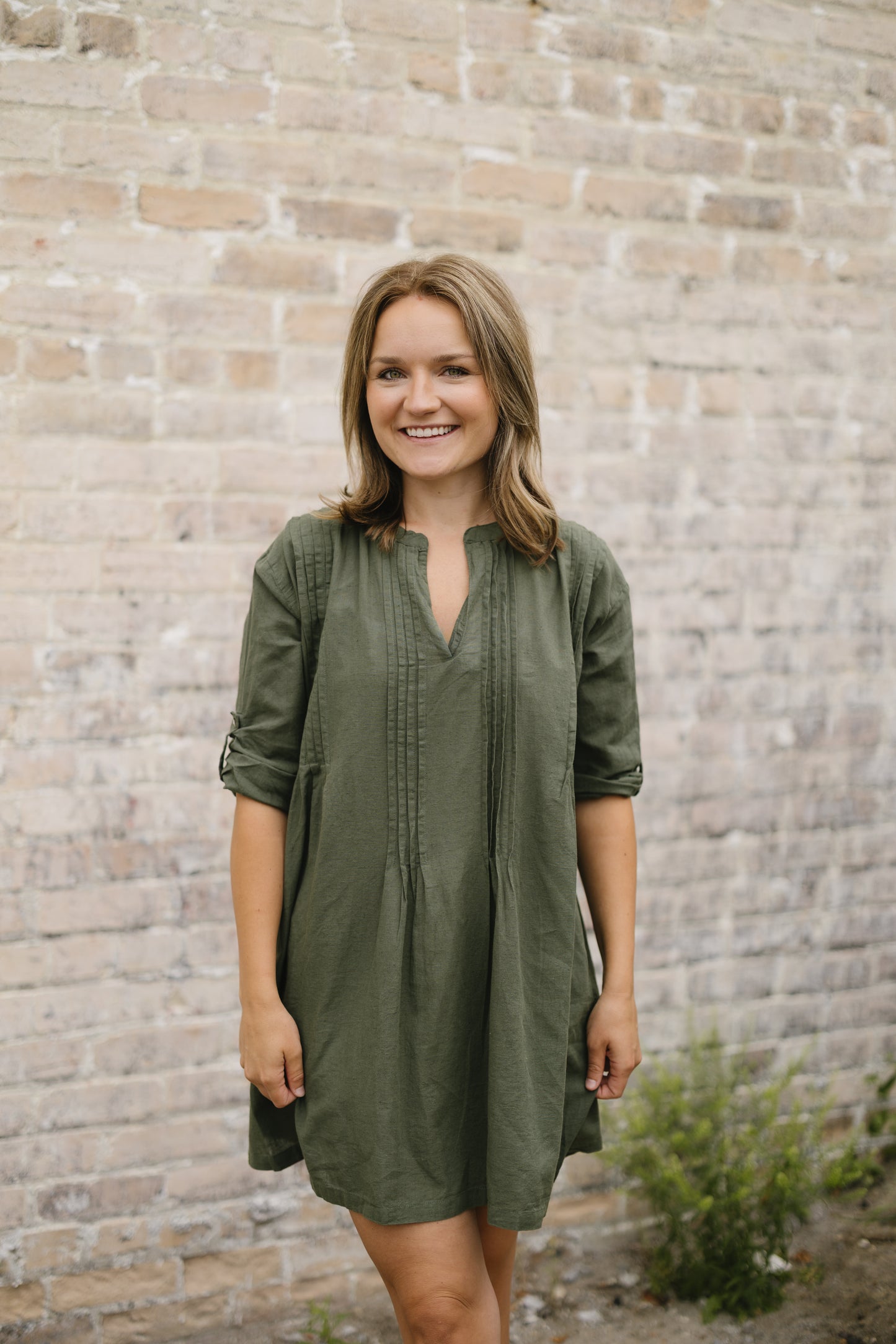Bianca Cotton Tunic Dress- Green