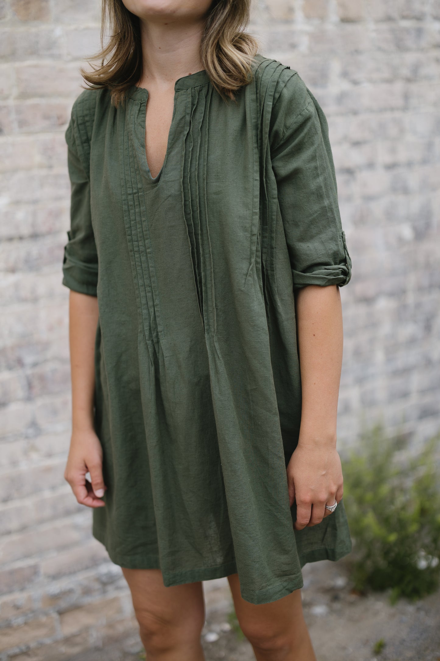 Bianca Cotton Tunic Dress- Green