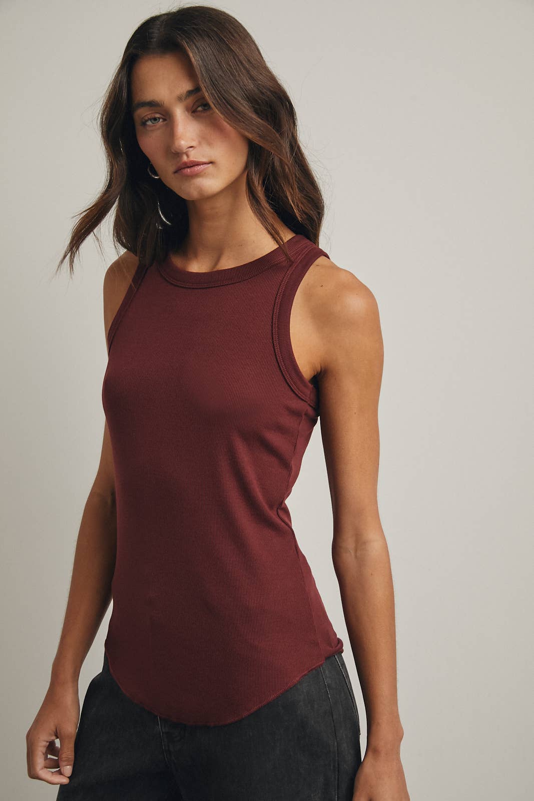 Ribbed Tank Top- Burgundy