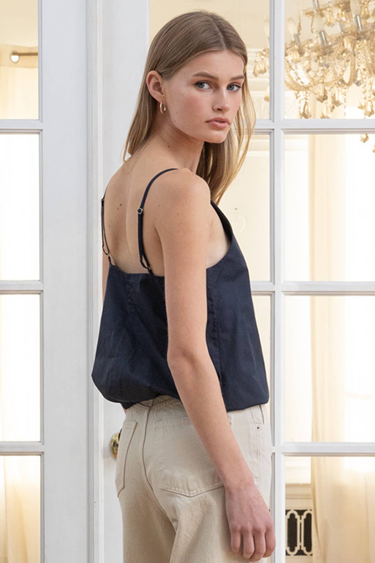 Minimal Square Neck Tank - Navy