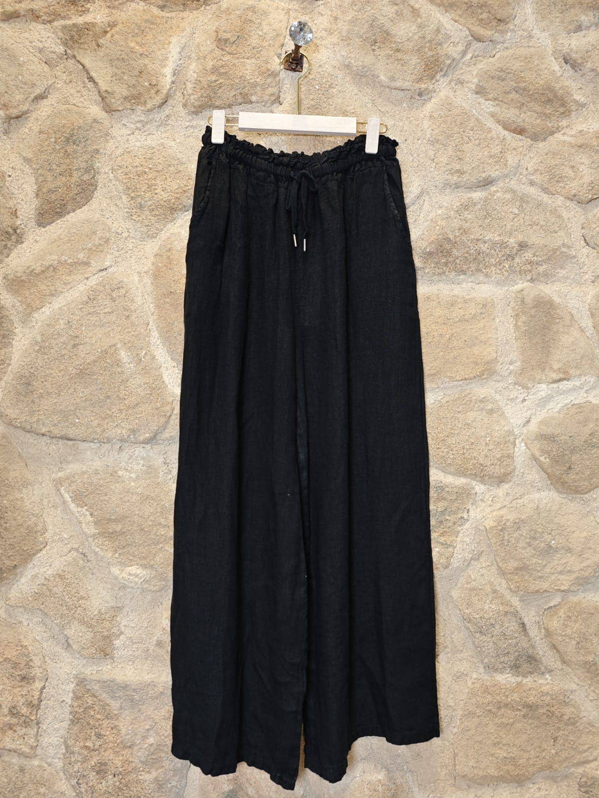 Ref-18116 WIDE-LEG PANTS 100% LINEN: Camel