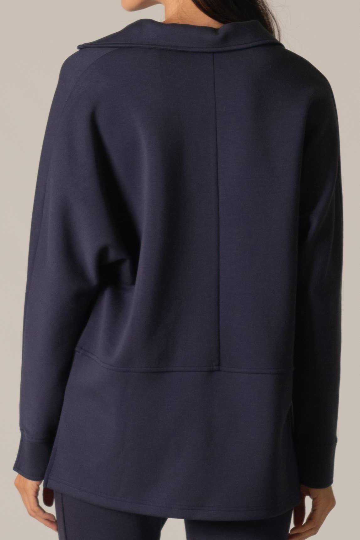 Collared Long Sleeve Top- Navy