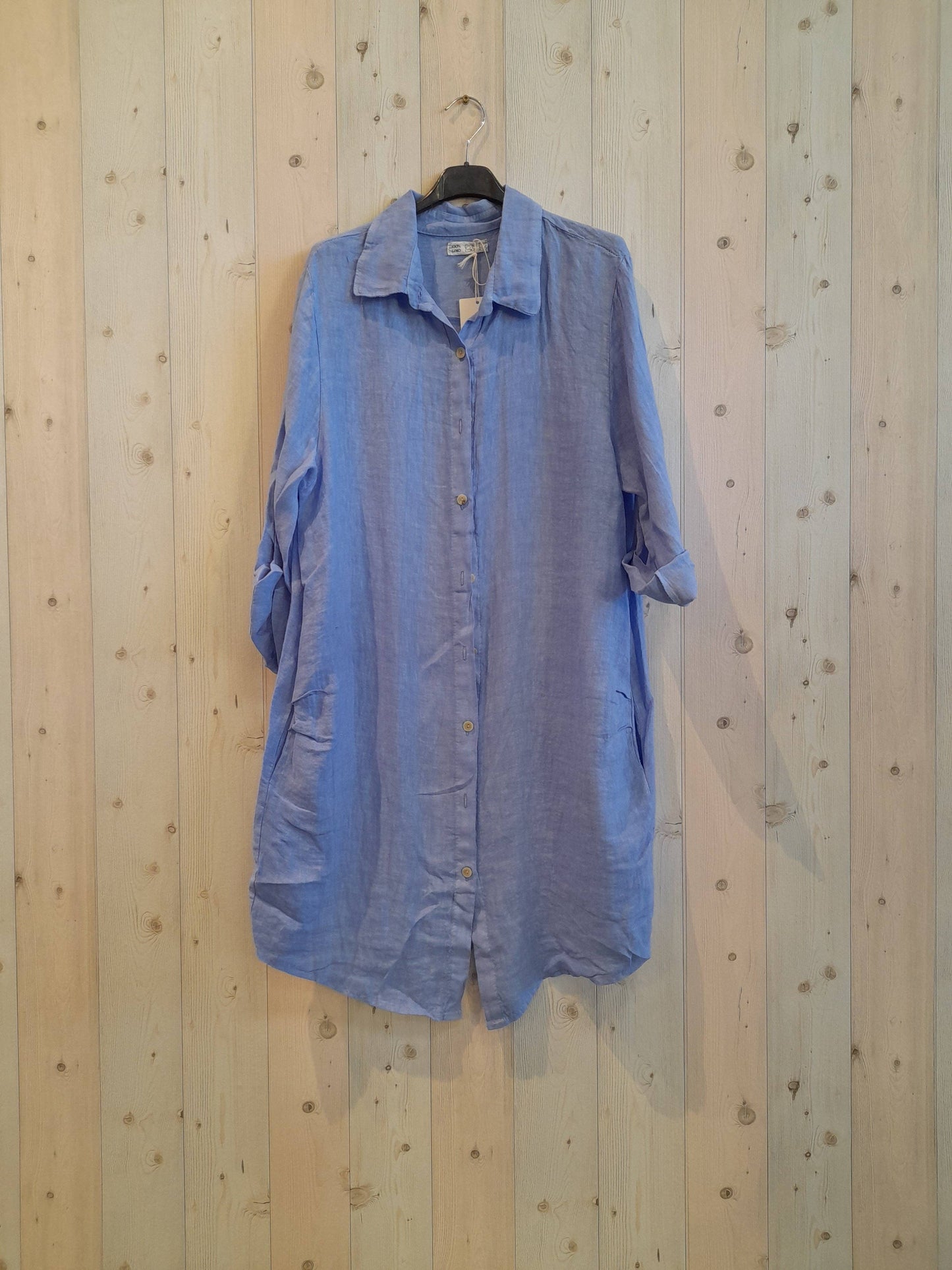 Ref-89075 SHORT SHIRT 100% LINEN: BEIGE