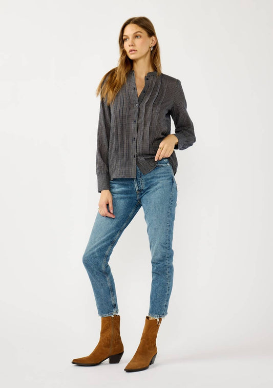 Checker Pleated Blouse