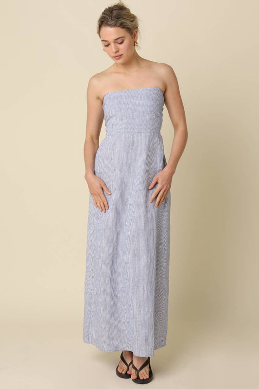 Milard Linen Dress: Denim