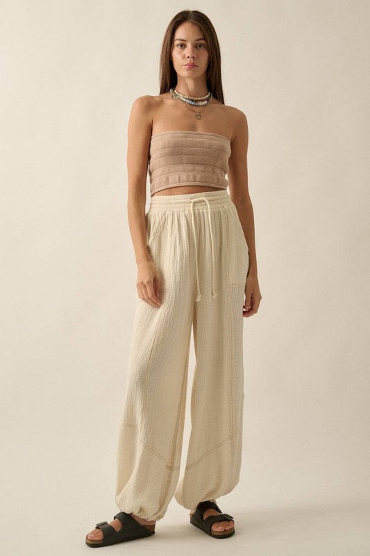 Crinkle Cotton Pants