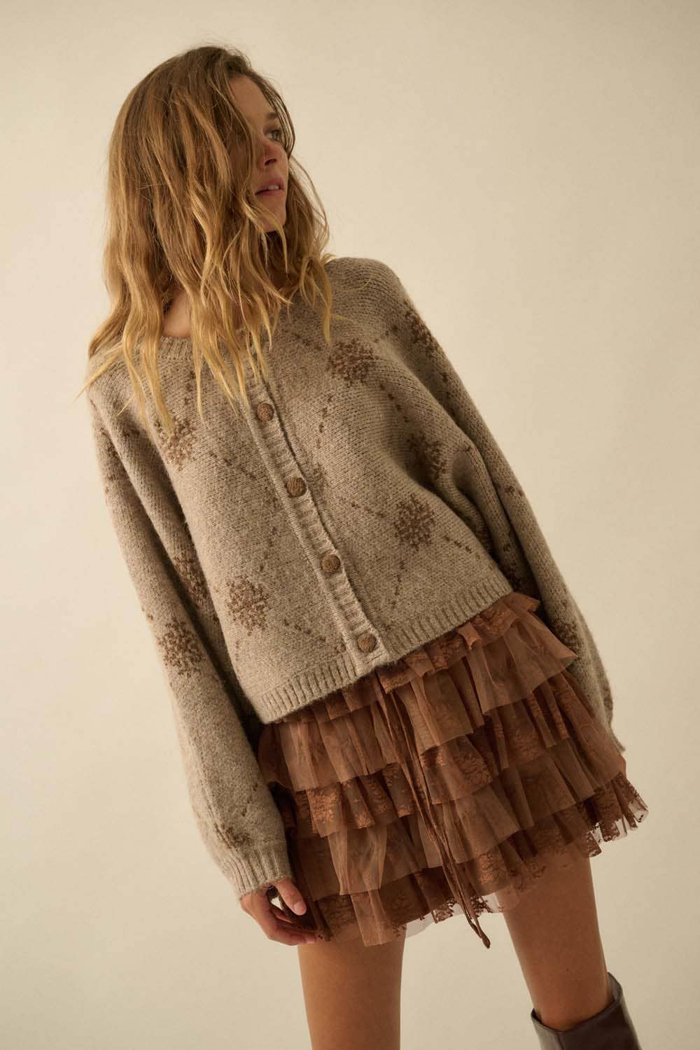 Jacquard-Knit Cardigan