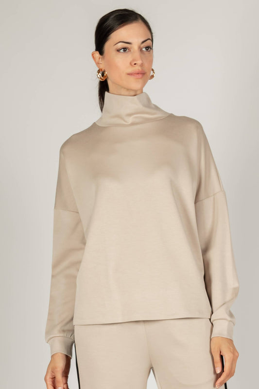 Cowl Neck Long Sleeve Top / Taupe