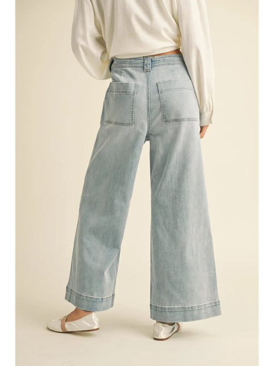Tied Washed Denim Pant