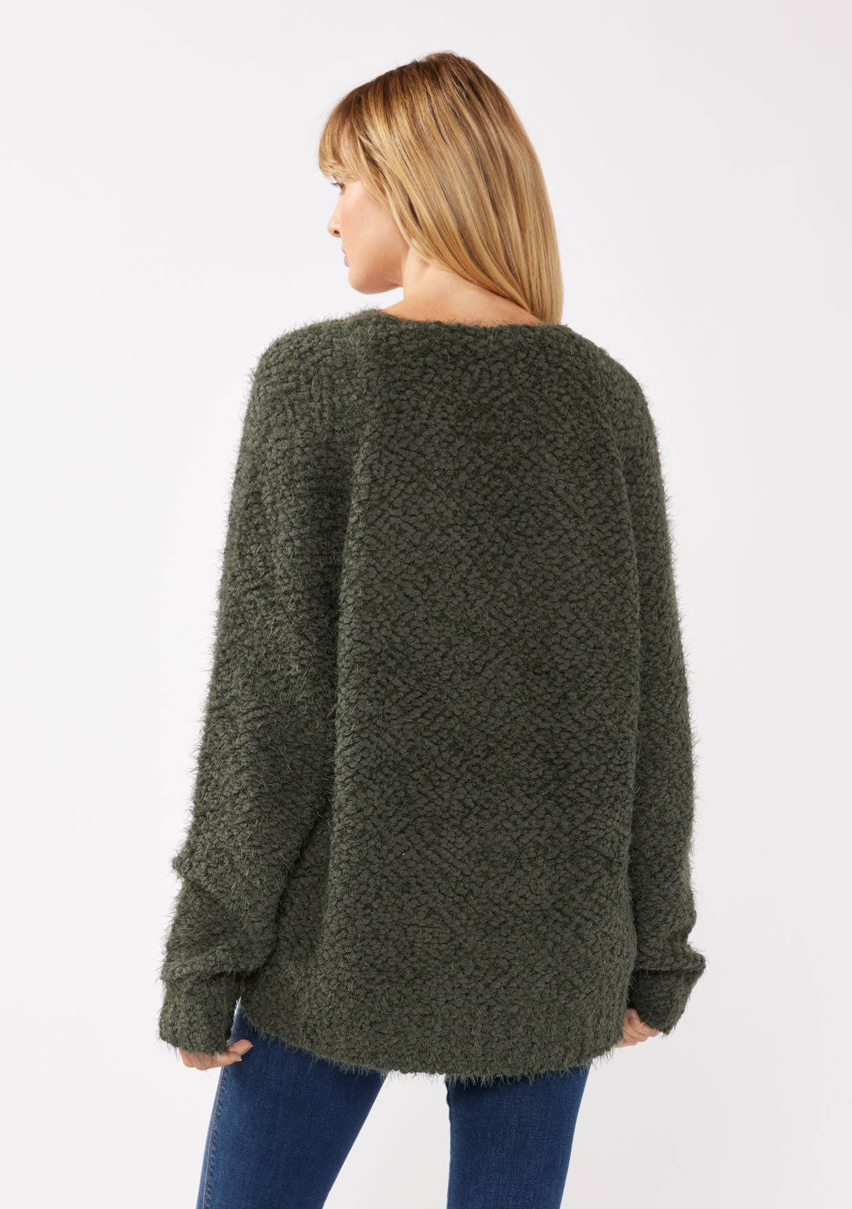 Fuzzy Pullover Sweater - Olive