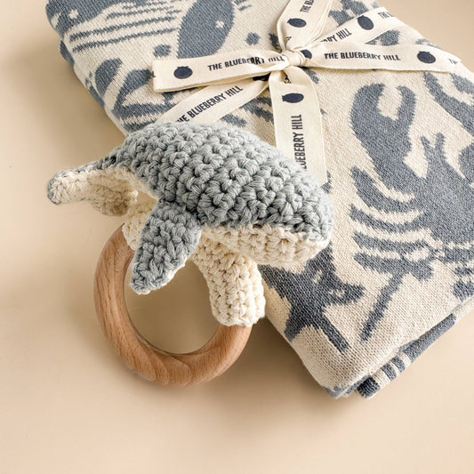 Teether Whale Crochet Rattle