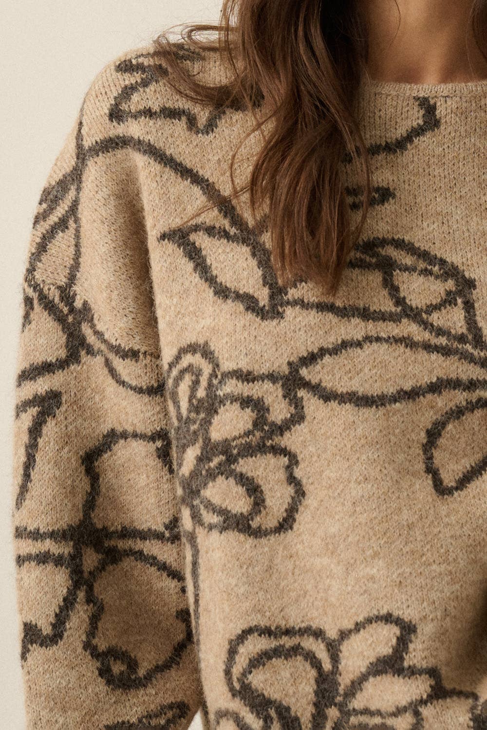 Floral Knit Sweater / Sand
