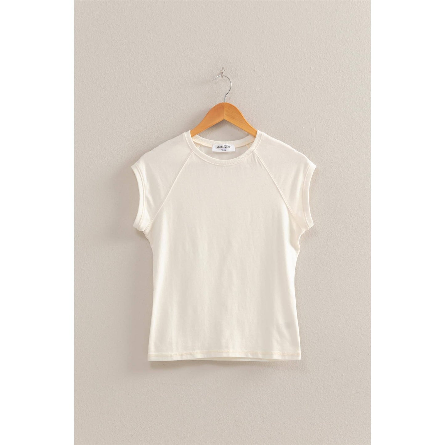 Basic Raglan Cap Sleeve Tee: White