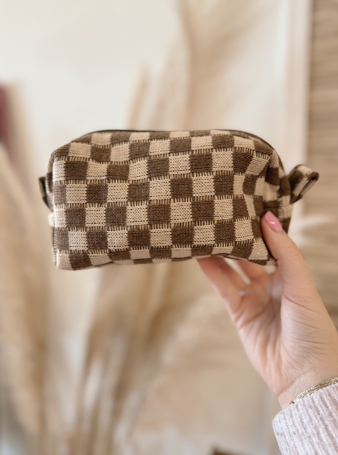 Checker Makeup Pouch