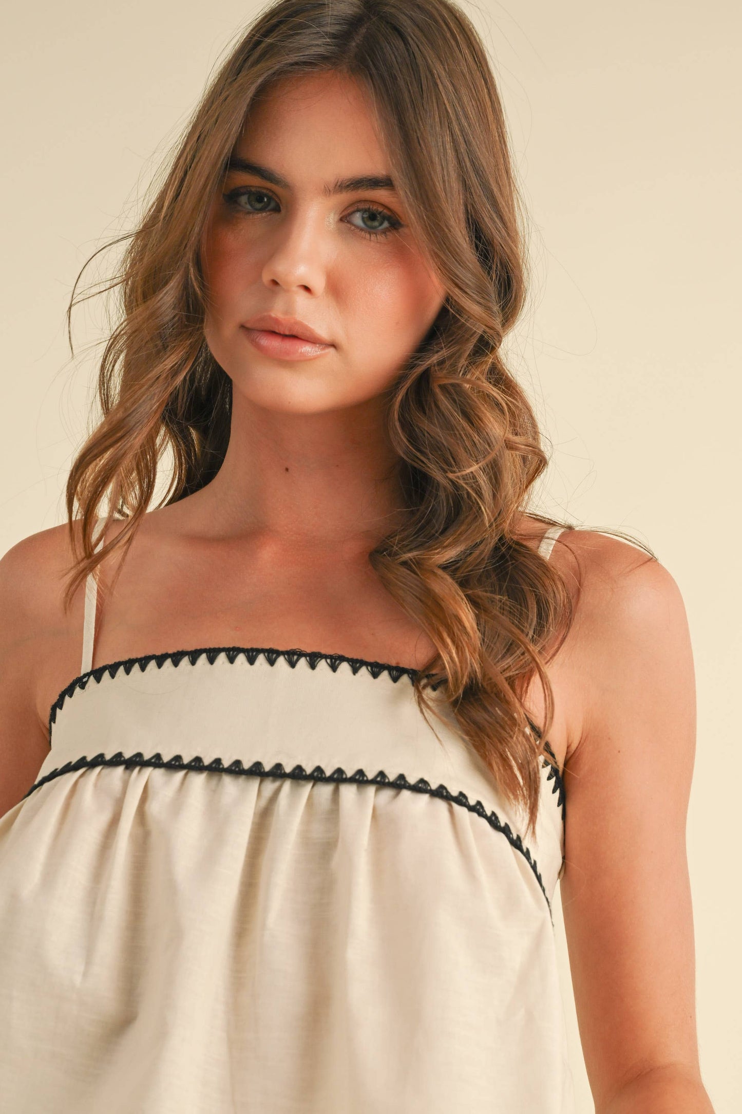 Stitch Detail Linen Top