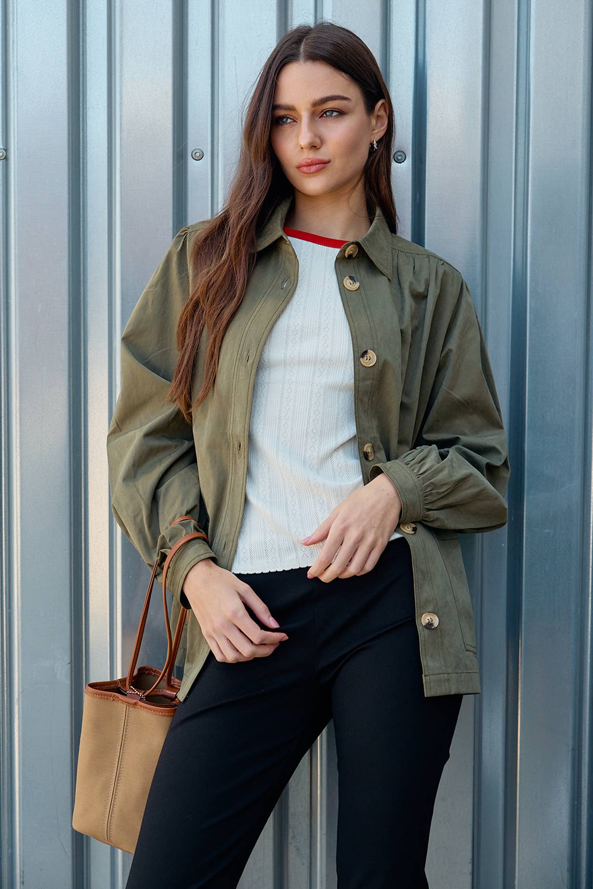 Gathered Button Jacket