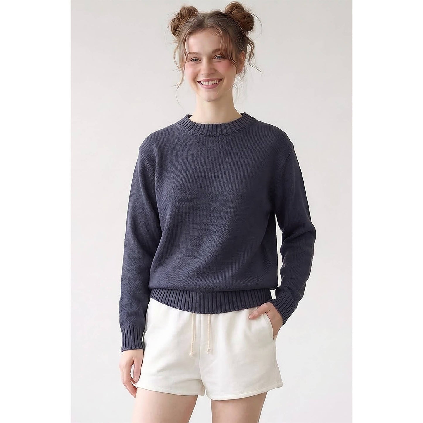 Crewneck Sweater: Navy