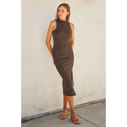 Keep it Simple Mock Dress- Mocha