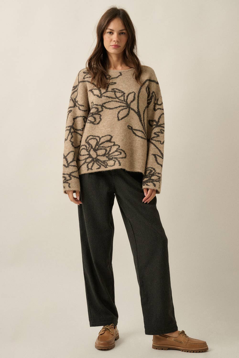 Floral Knit Sweater / Sand