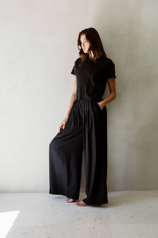 Knit Cotton Tee- Washed Black