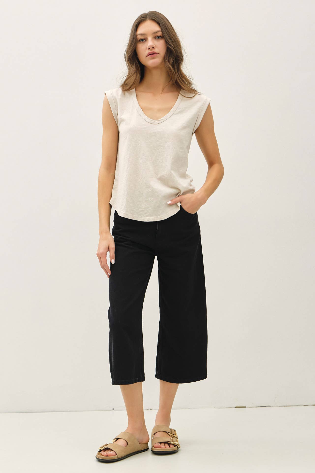Cap Sleeve Top- Stone