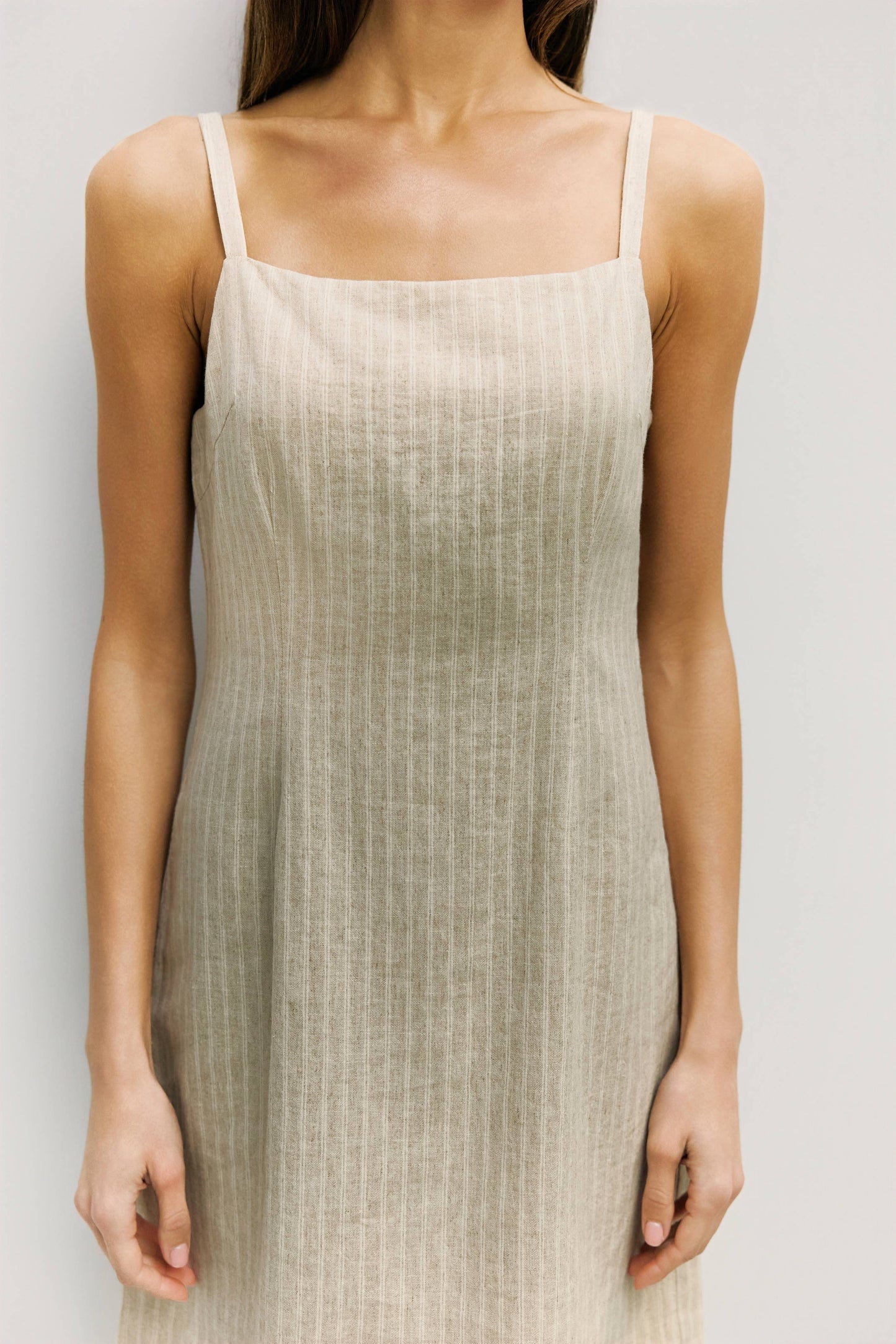 The Casey Dress in Oatmeal Stripe