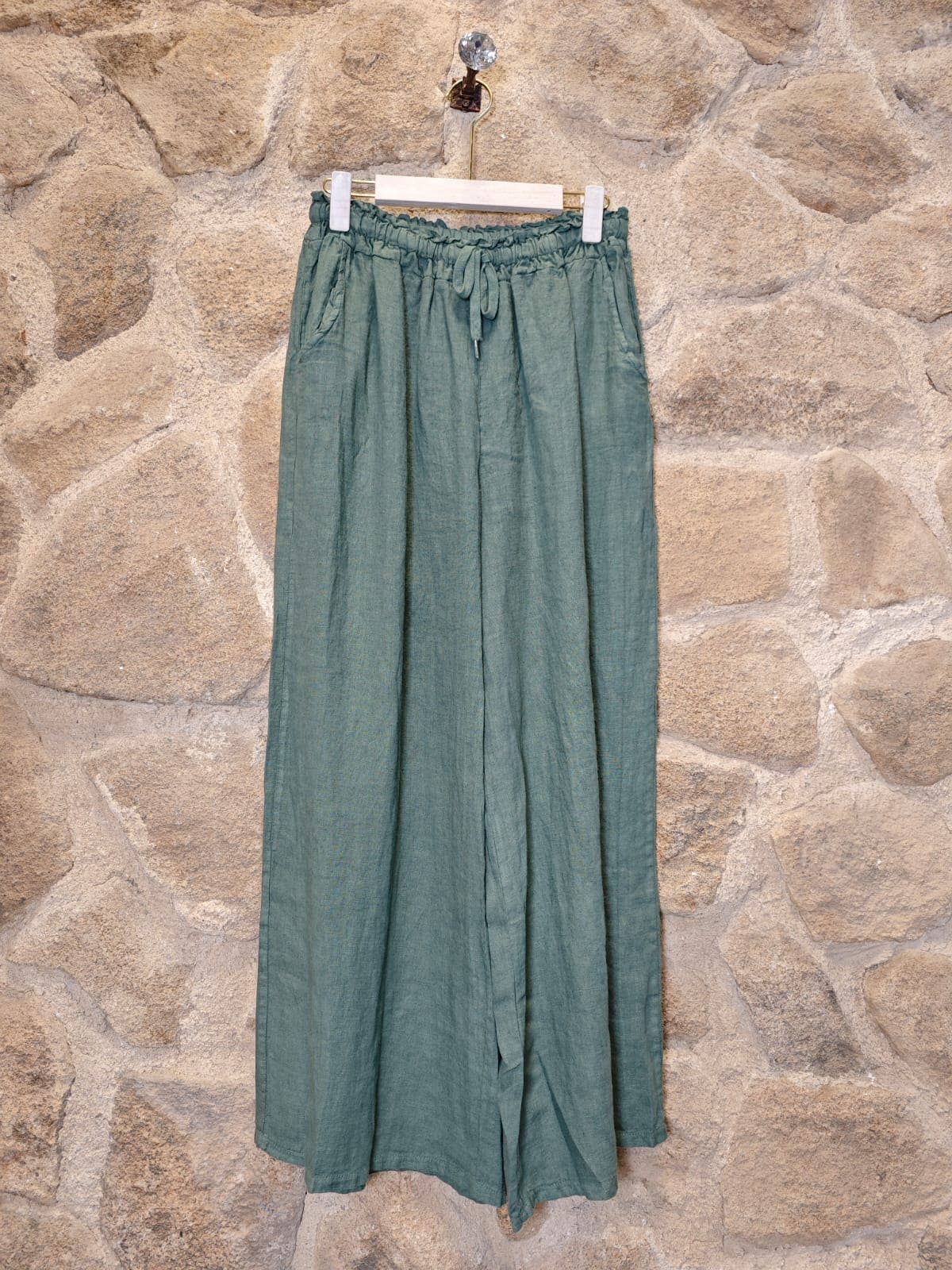 Ref-18116 WIDE-LEG PANTS 100% LINEN: Camel