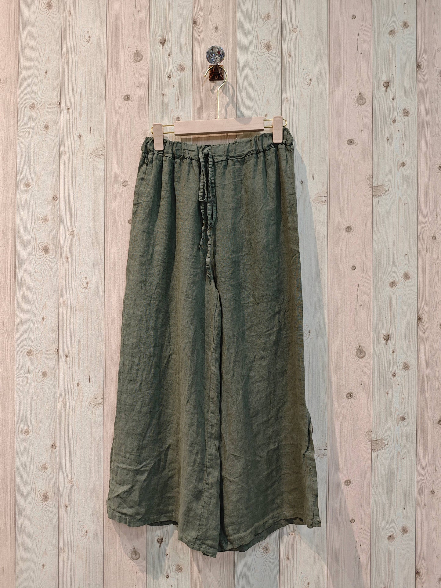 Ref-6380 100% LINEN PANTS: Khaki