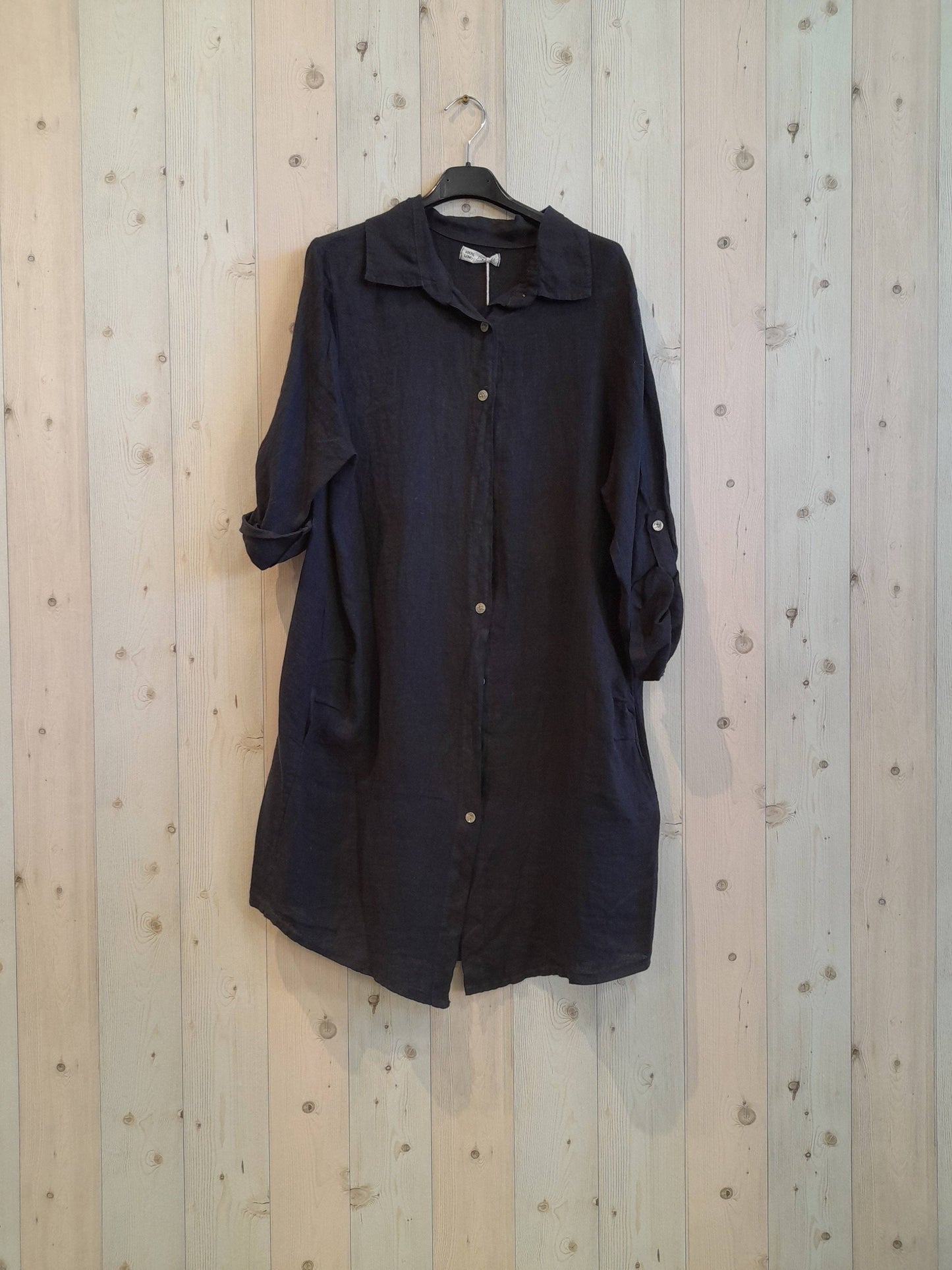 Ref-89075 SHORT SHIRT 100% LINEN: BEIGE