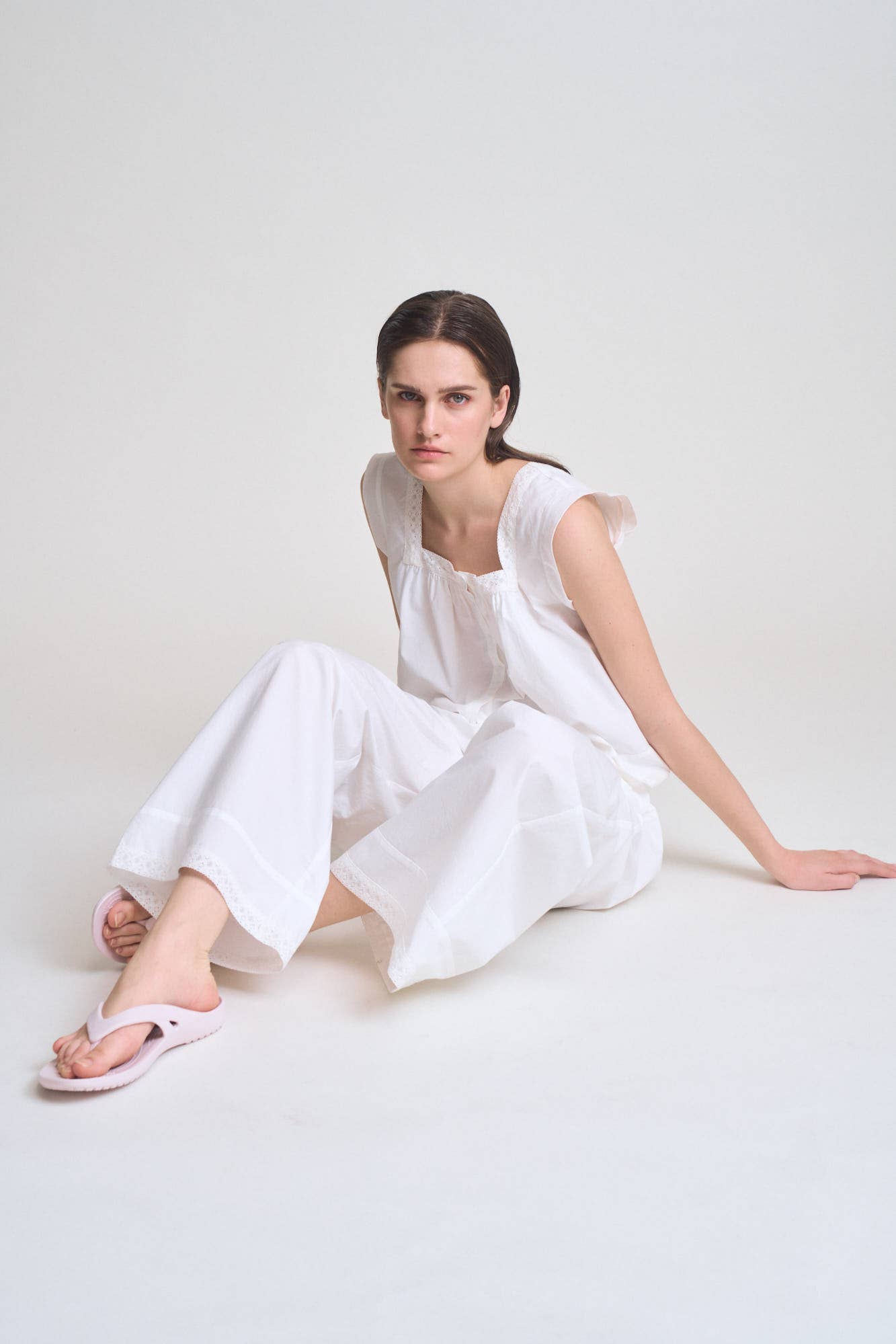 Eyelet Trim Detail Pants