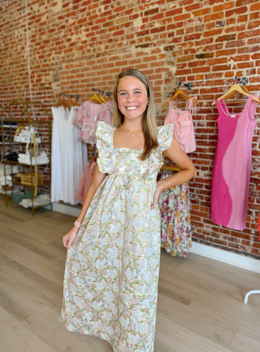 Ruffle Pink Floral Dress