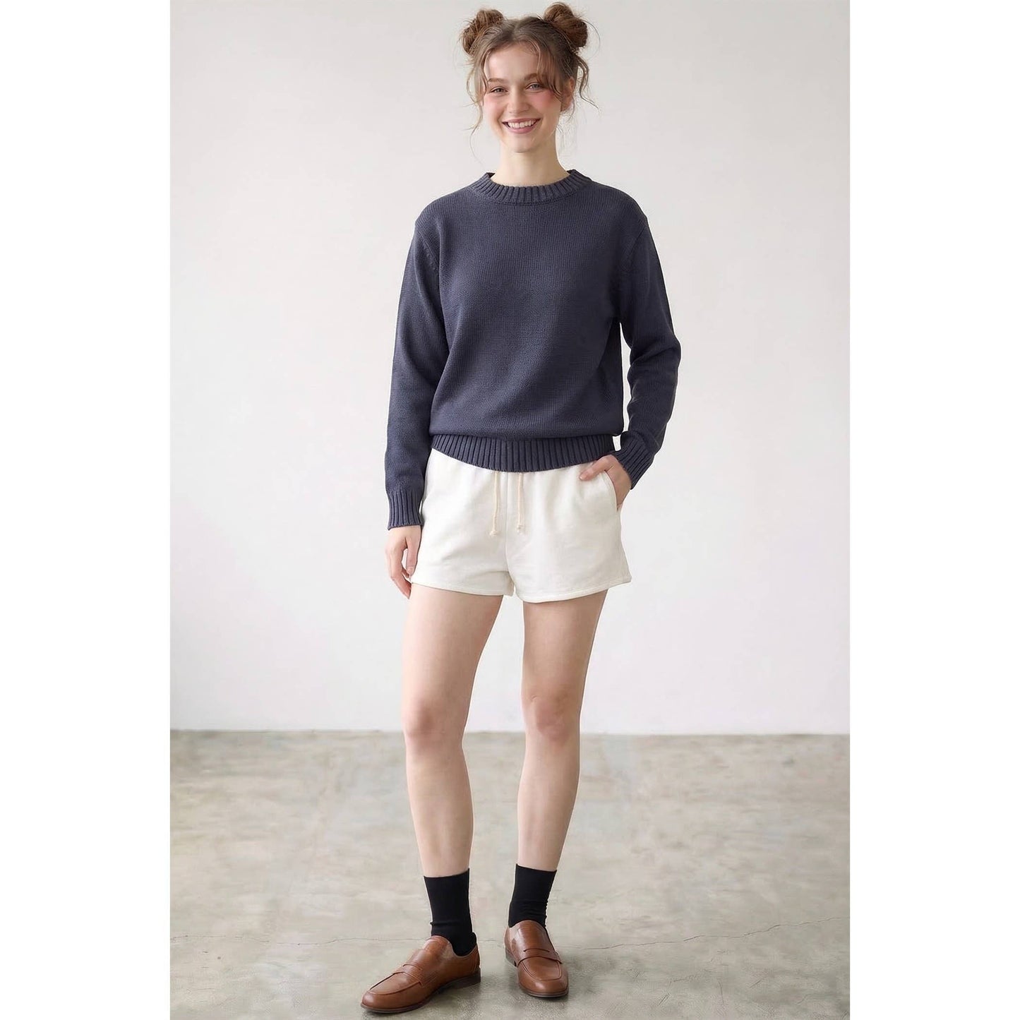 Crewneck Sweater: Navy