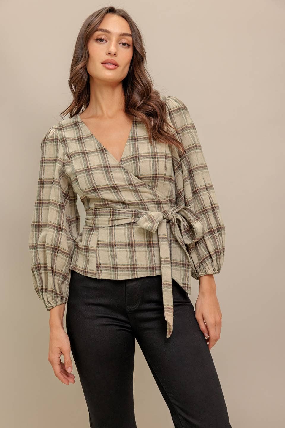 Lila Plaid Top