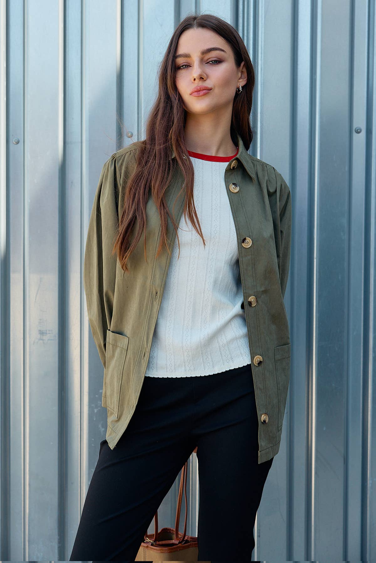 Gathered Button Jacket