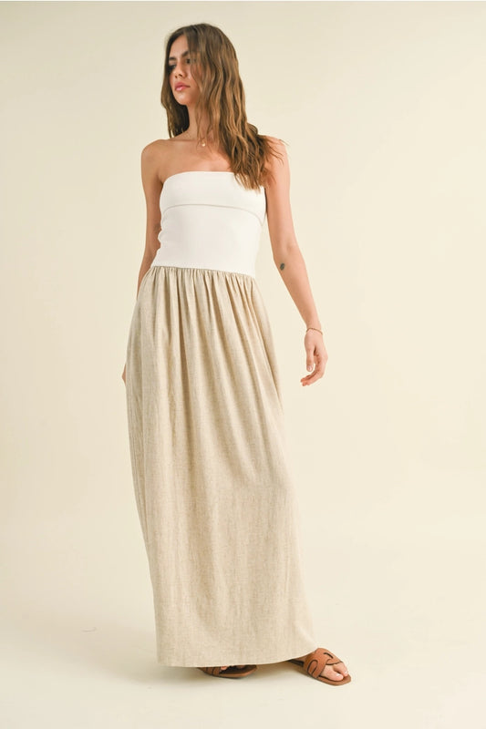 Olivia Oatmeal Maxi Dress