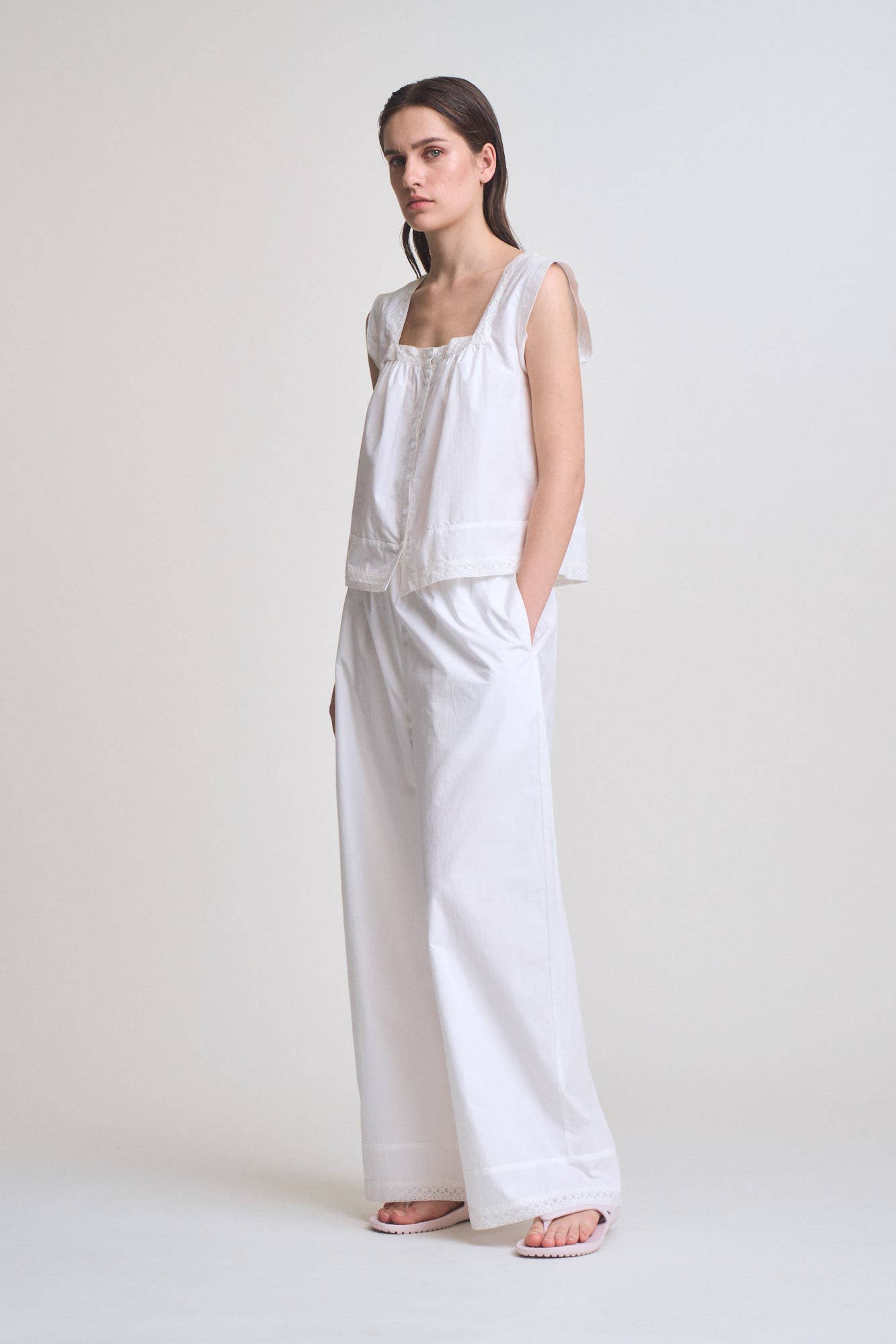 Eyelet Trim Detail Pants