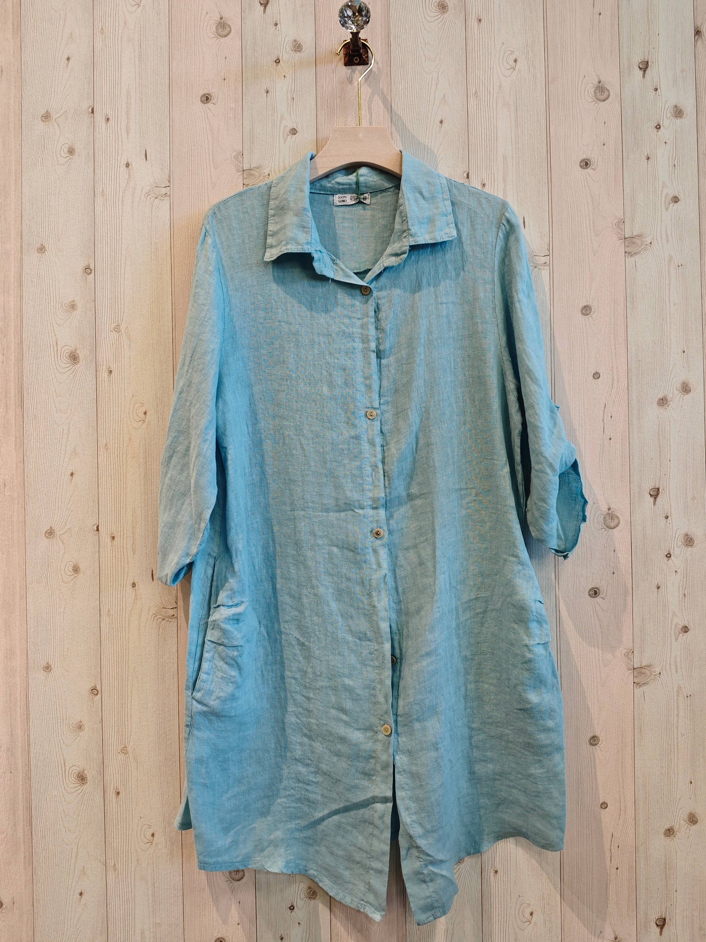 Ref-89075 SHORT SHIRT 100% LINEN: Marino