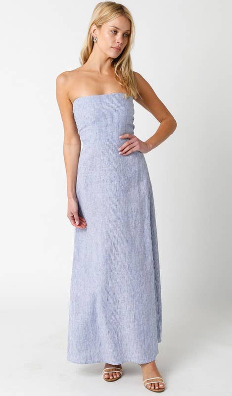Milard Linen Dress: Denim