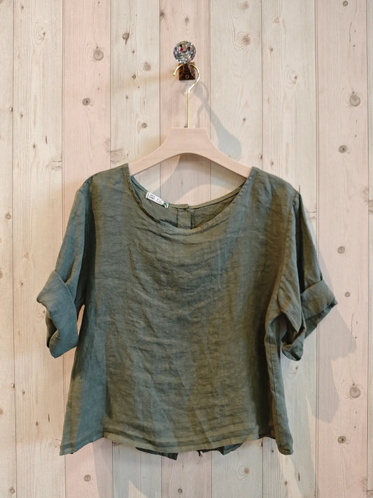 Olive Basic Linen Blouse