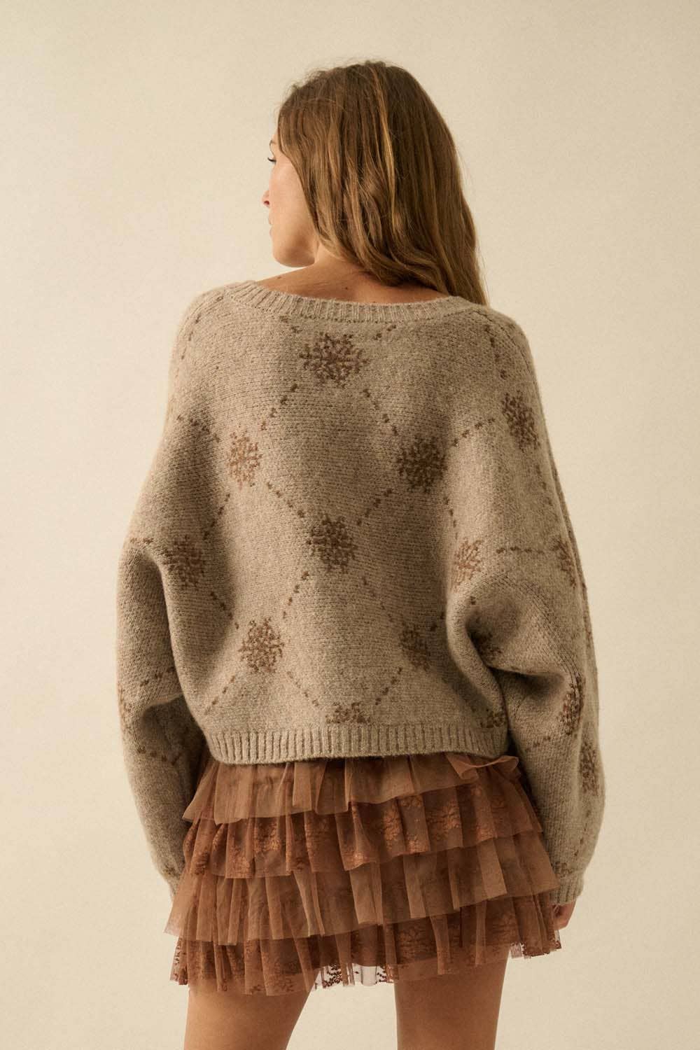 Jacquard-Knit Cardigan