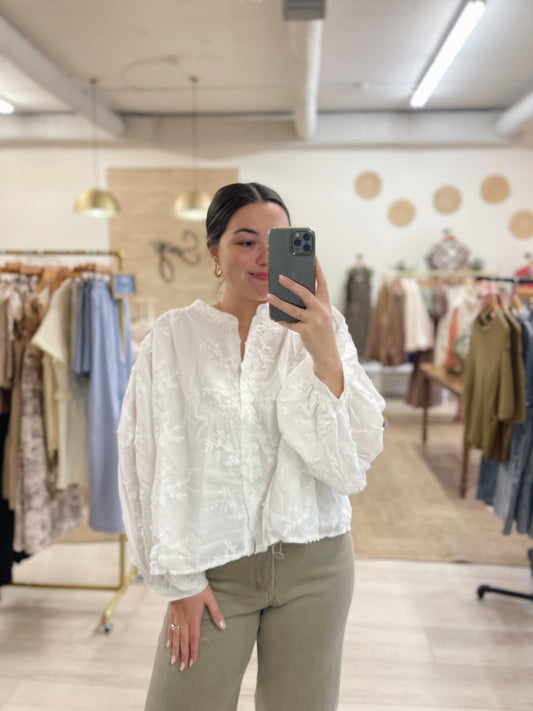 Ellie Embroidered Blouse - White