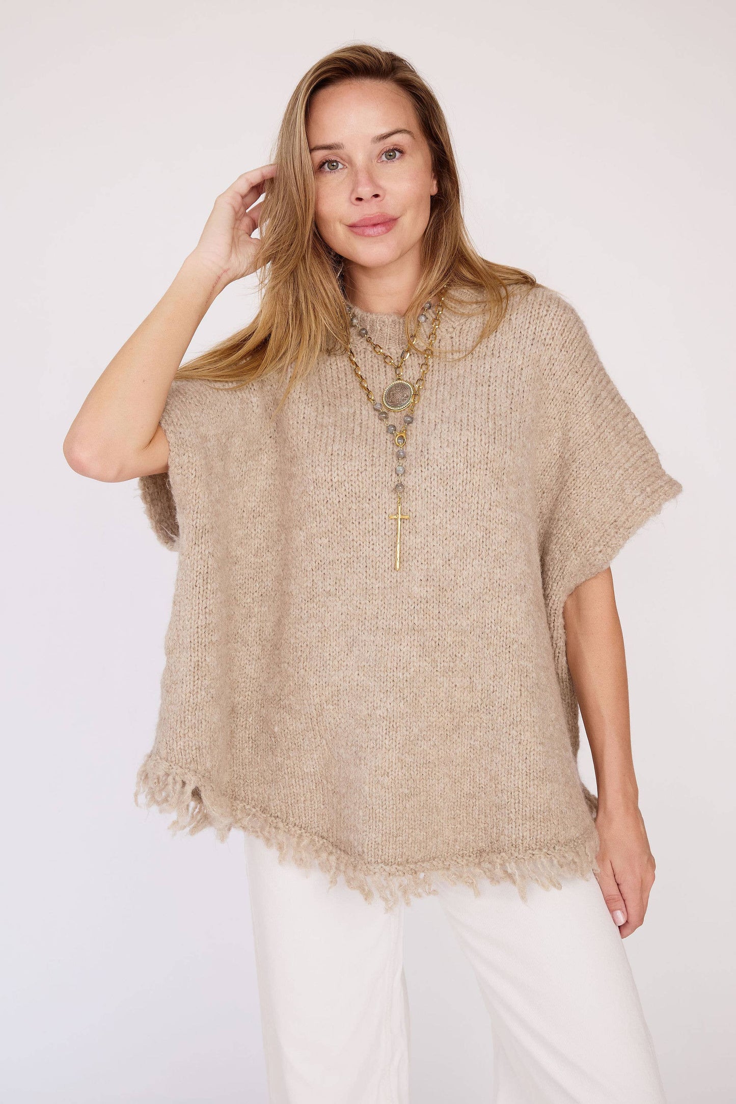 Theresa Knit Poncho / Sand