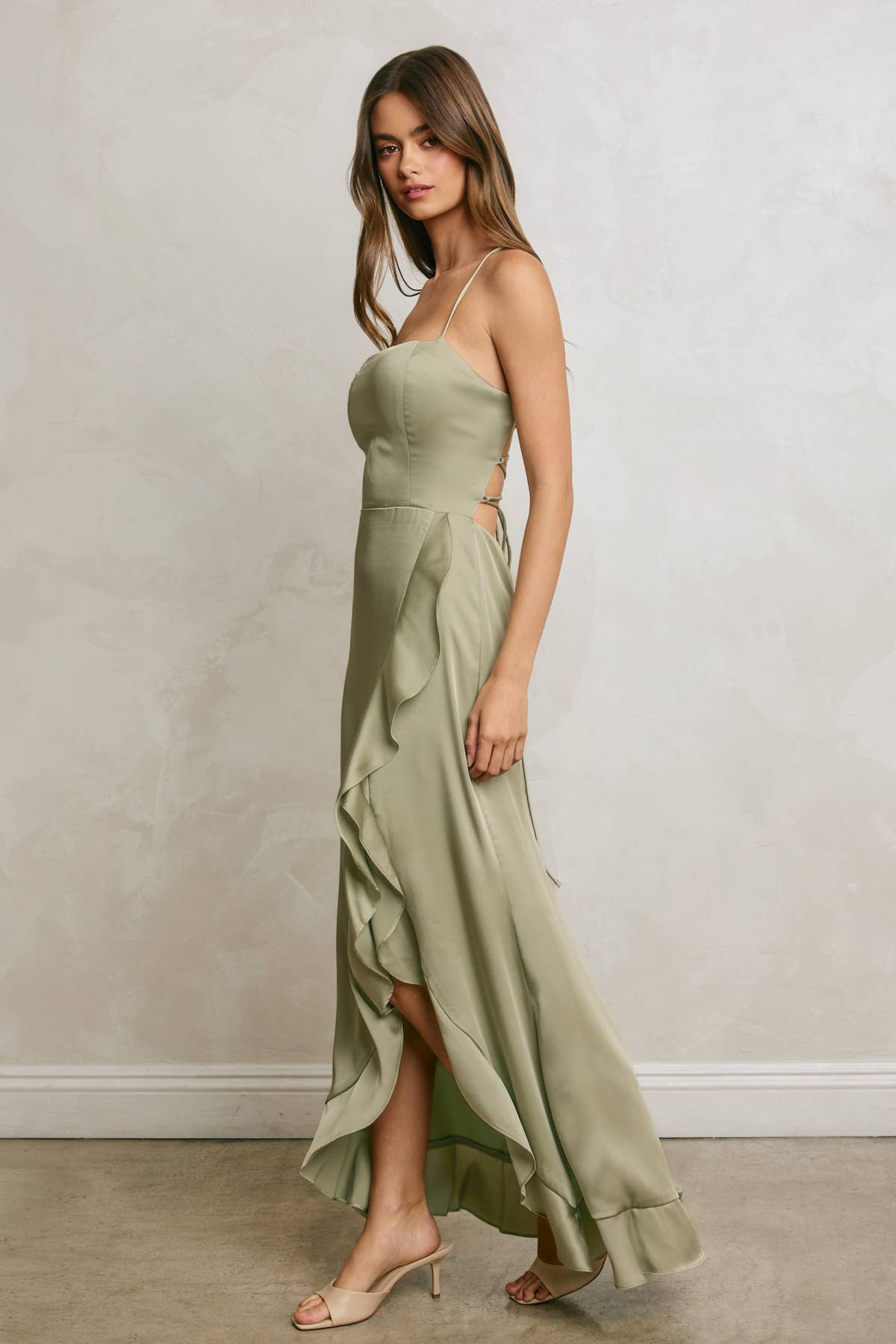 Ruffled Maxi Dress- Sage